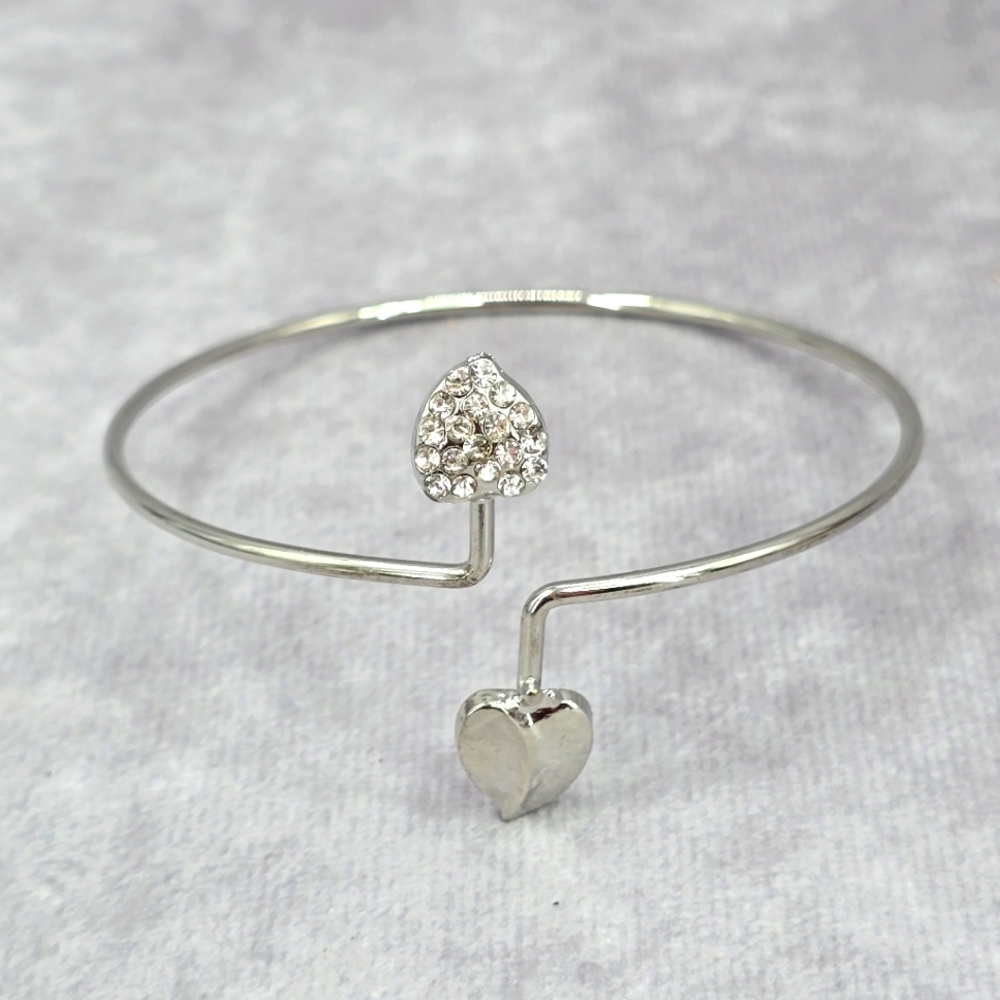 Silver Slim Heart Leaf Circle Cuff Bracelet Fashion‎ Jewelry JB2-62